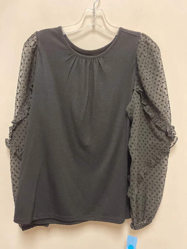 Moisture wicking Top Long Sleeve By Loft In Black, Size: S
