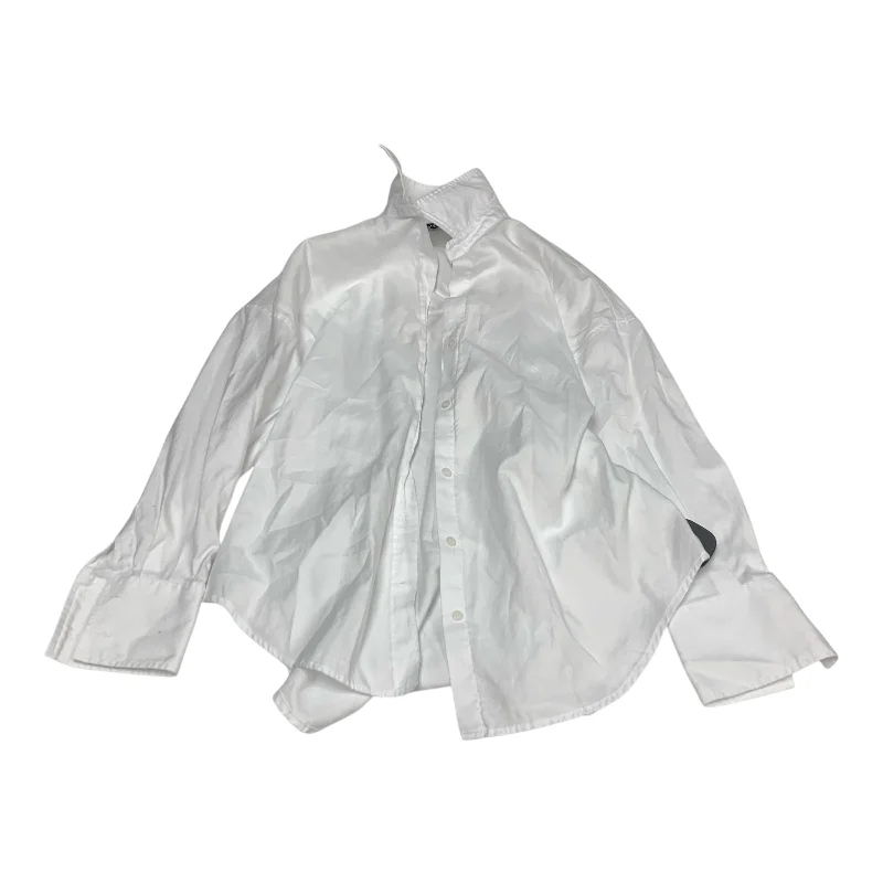 Retro Fashion Top Long Sleeve By Zara In White, Size: S