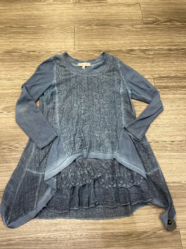 Easygoing Style Top Long Sleeve By Pretty Angel In Blue, Size: S