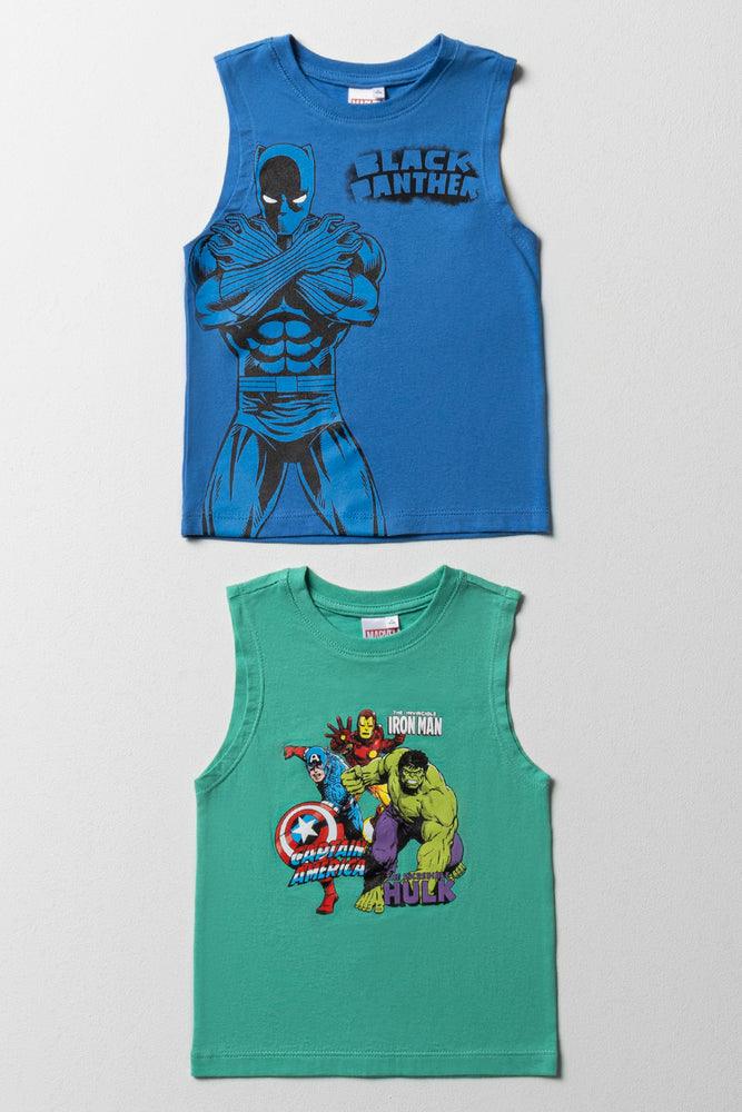 Fashion Pioneer Avengers 2 Pack Sleeveless T-Shirts Blue & Green