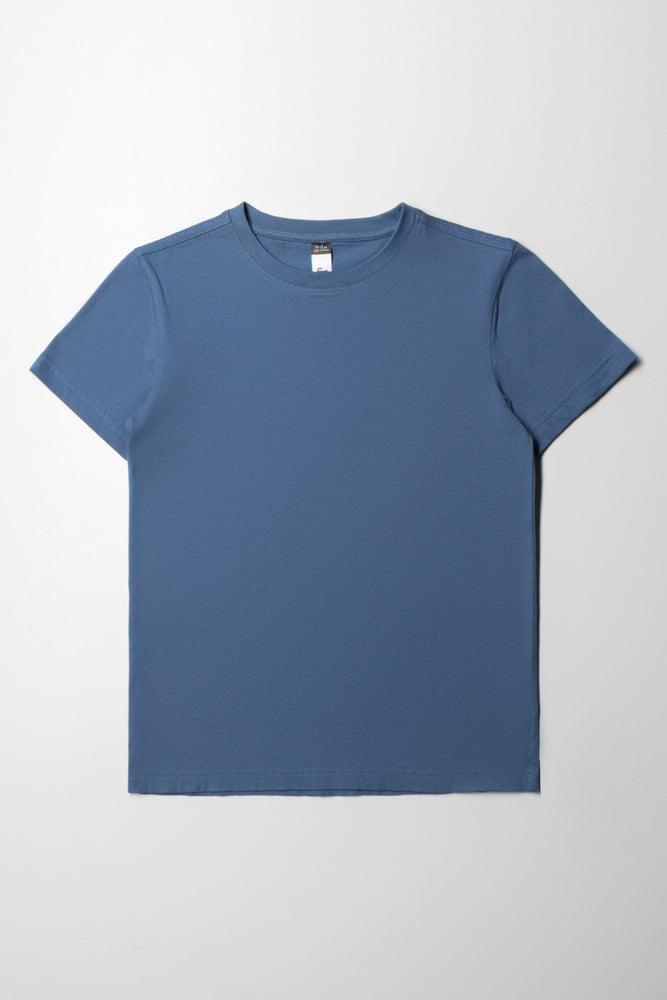 Bottom And Versatile Crew Neck Short Sleeve T-Shirt Blue