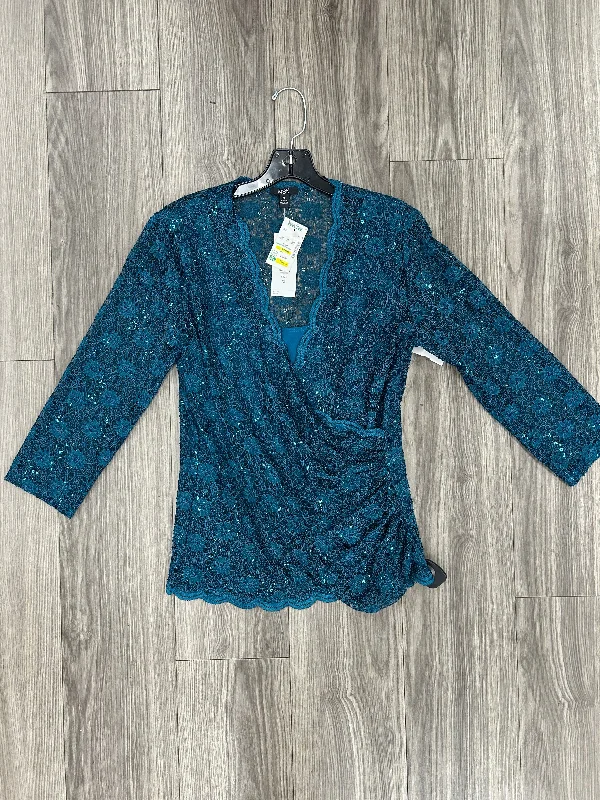 Comfortable And Casual Top Long Sleeve By Msk In Blue, Size: Xl
