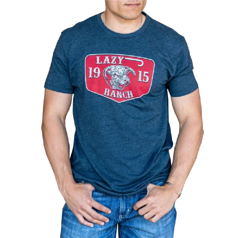 Light Fit Lazy J Mens Red Logo Ranch Elevation T-Shirt - ELEVBULLSS