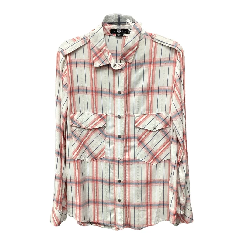 Cozy Outerwear Top Long Sleeve By Sanctuary In Plaid Pattern, Size: S
