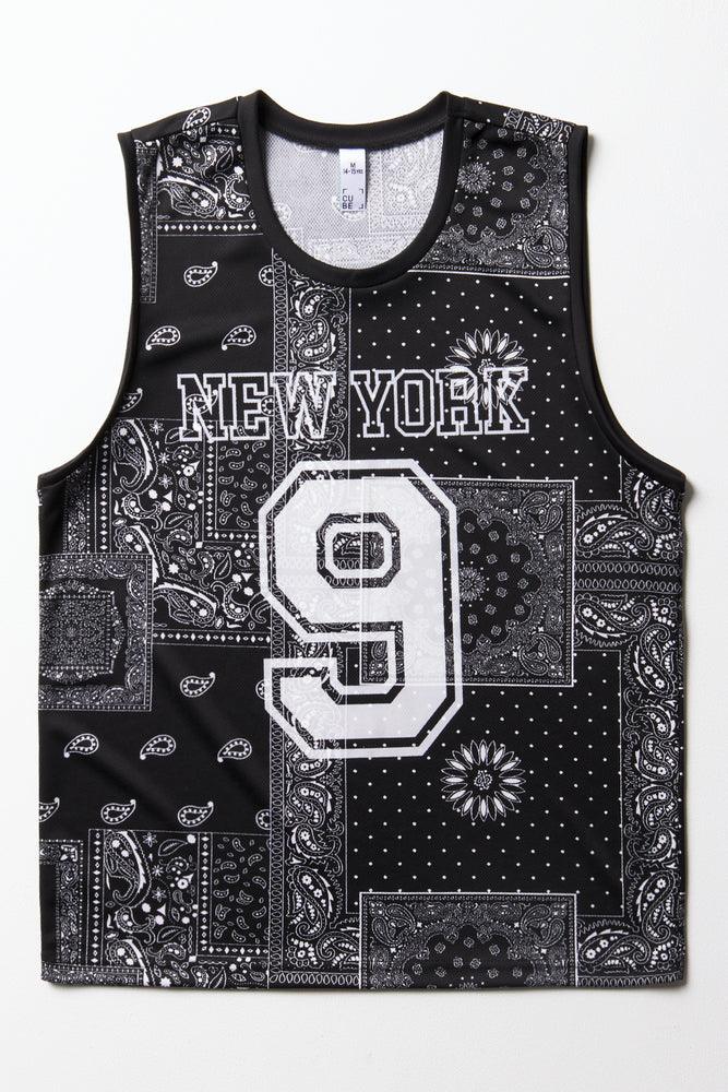 Cozy Outerwear Paisley Basketball Sleeveless T-Shirt Black