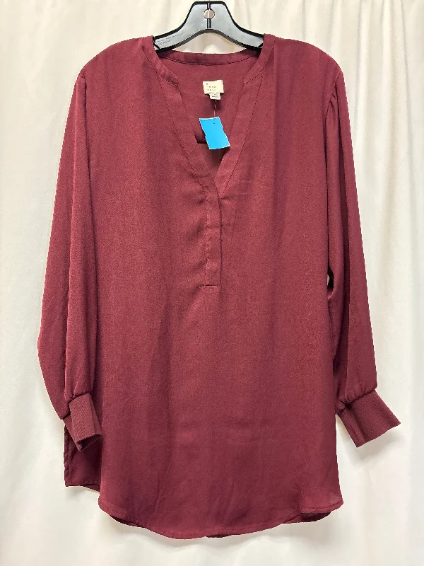 Casual Choice Top Long Sleeve By A New Day In Maroon, Size: M