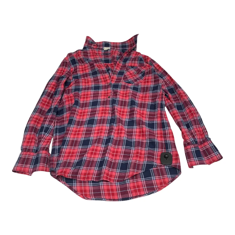 Comfortable And Cold-proof Top Long Sleeve By J. Crew In Blue & Red, Size: S