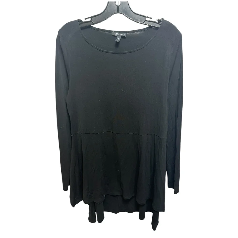 Low-key Luxury Silk Top Long Sleeve By Eileen Fisher In Black, Size: M