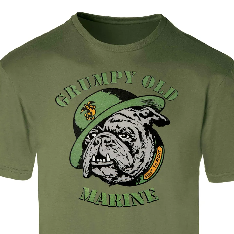 Modern Chic Grumpy Old Marine Bulldog Mascot T-shirt