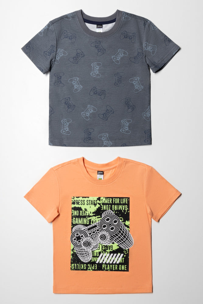 Romantic And Fresh 2 Pack Gamer T-Shirts Grey And Coral