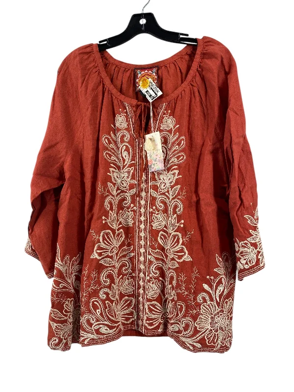 Youthful Vitality Top 3/4 Sleeve By Johnny Was In Orange, Size: Xl