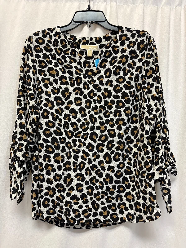 Fashion And Simplicity Top Long Sleeve By Michael By Michael Kors In Animal Print, Size: M