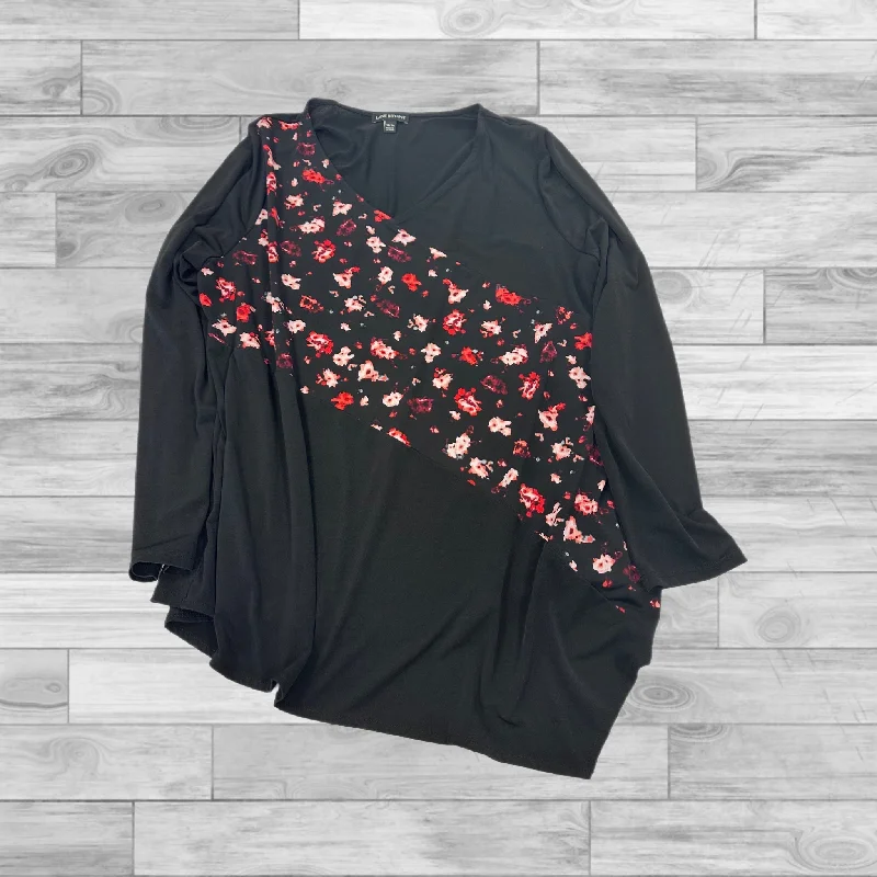 Relaxed Tops Top Long Sleeve By Lane Bryant In Black & Red, Size: 14