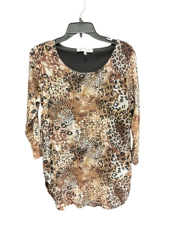 Minimal Classic Top Long Sleeve By Kasper In Animal Print, Size: S