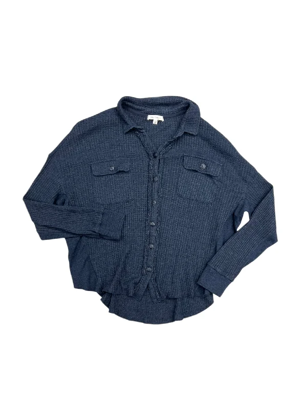 High Street Fashion Top Long Sleeve By DAILY THREAD In Navy, Size: Xl