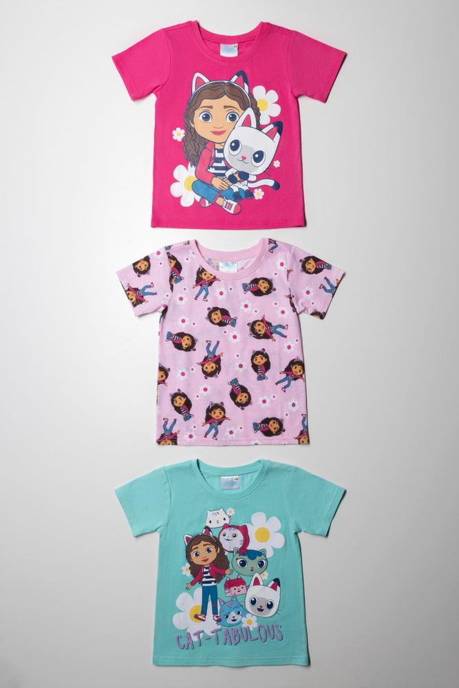 Fashion Comfort Gabby'S Dollhouse 3 Pack Short Sleeve T-Shirts Pink & Light Blue
