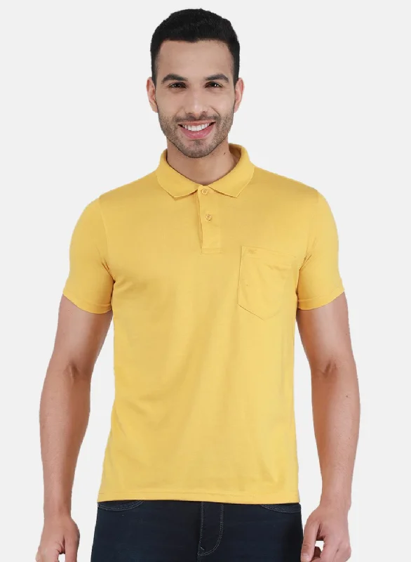 Fashion Selection Men Gold Solid T-Shirt
