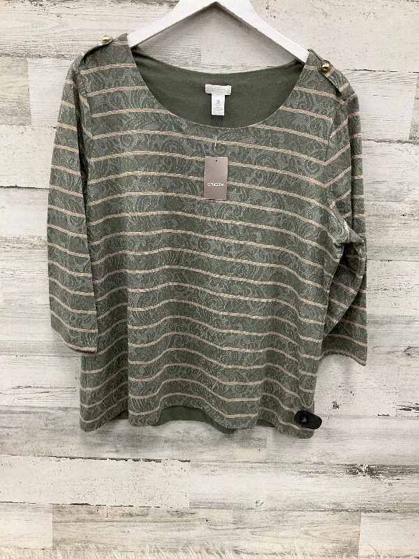 Street Fashion Top 3/4 Sleeve By Chicos In Green, Size: Xl