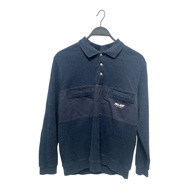 Wandering freely PALACE/LS T-Shirt/M/Cotton/NVY/Collared Waffle On Polo