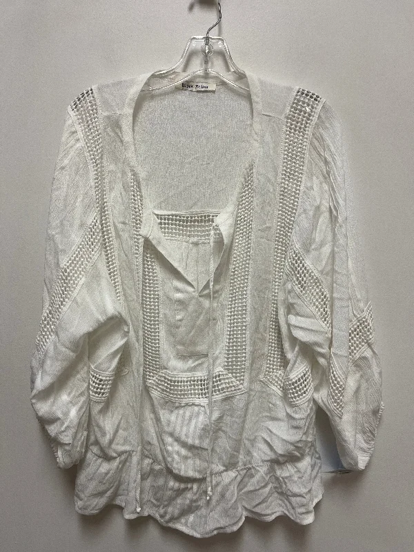 Casual And Casual Top Long Sleeve By Black Rainn In White, Size: Xl