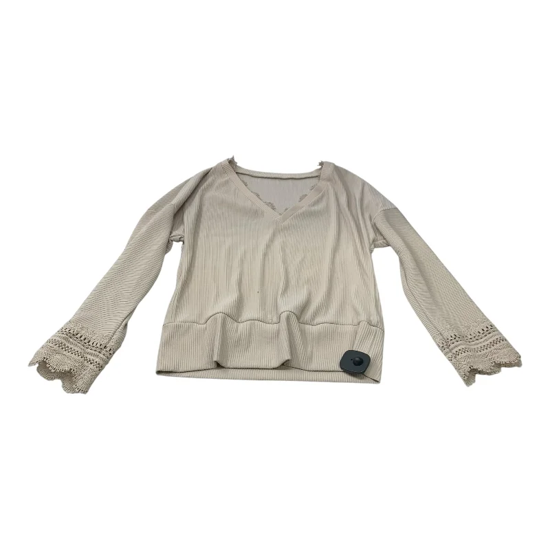 Loose Fit Top Long Sleeve By Shein In Cream, Size: S