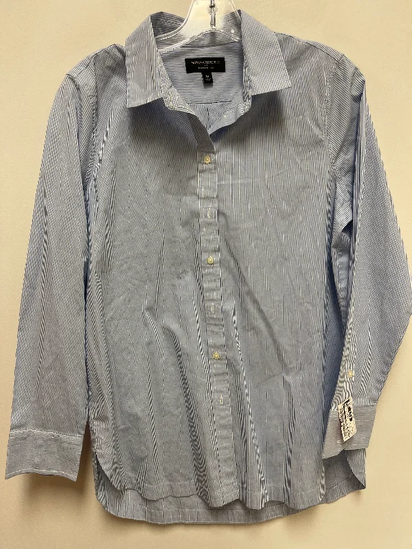 Classic Style Tunic Long Sleeve By Banana Republic In Blue & White, Size: M