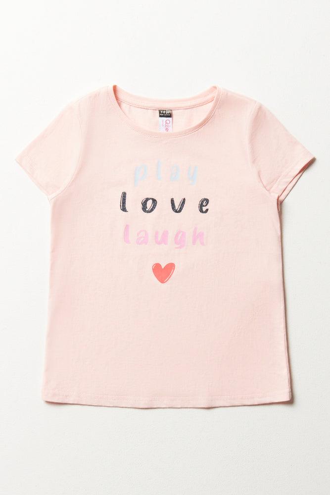 Warm And Comfortable Love Short Sleeve T-Shirt Pink