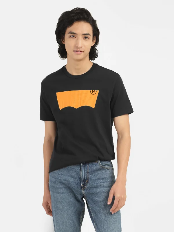 Casual Street Men's Brand Logo Crew Neck T-shirt Black