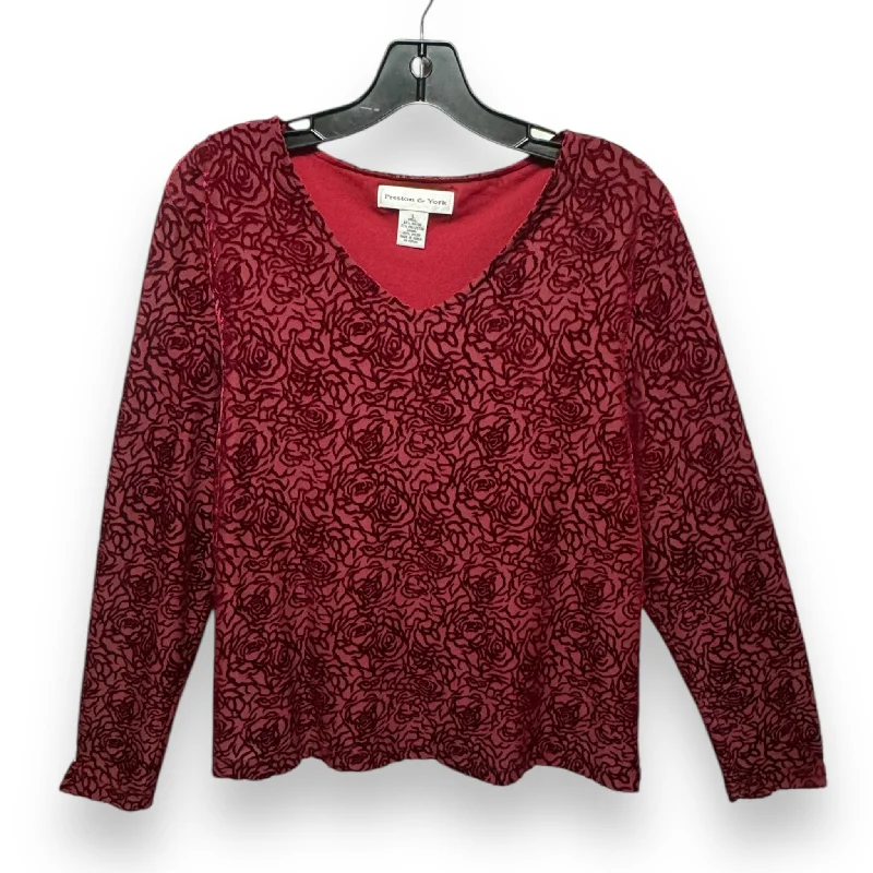 Cool Style Top Long Sleeve By Preston And New York In Red, Size: L