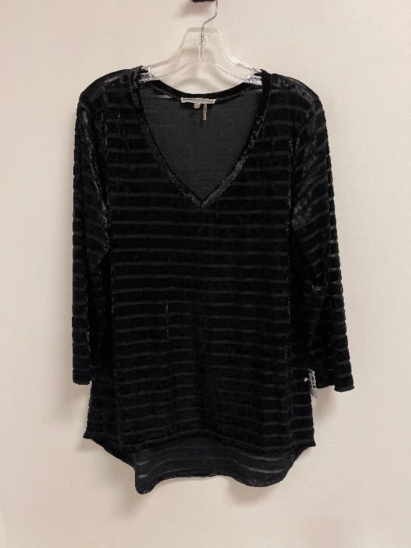 Fashionable And Versatile Top Long Sleeve By Sioni In Black, Size: L