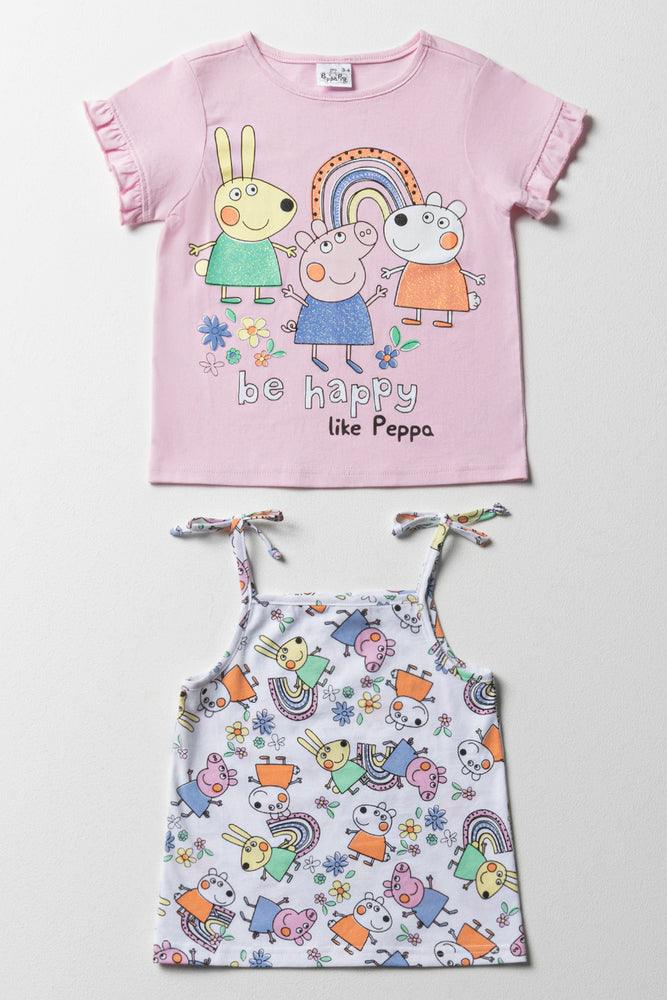 Casual Chic Peppa Pig 2 Pack T-Shirts Pink