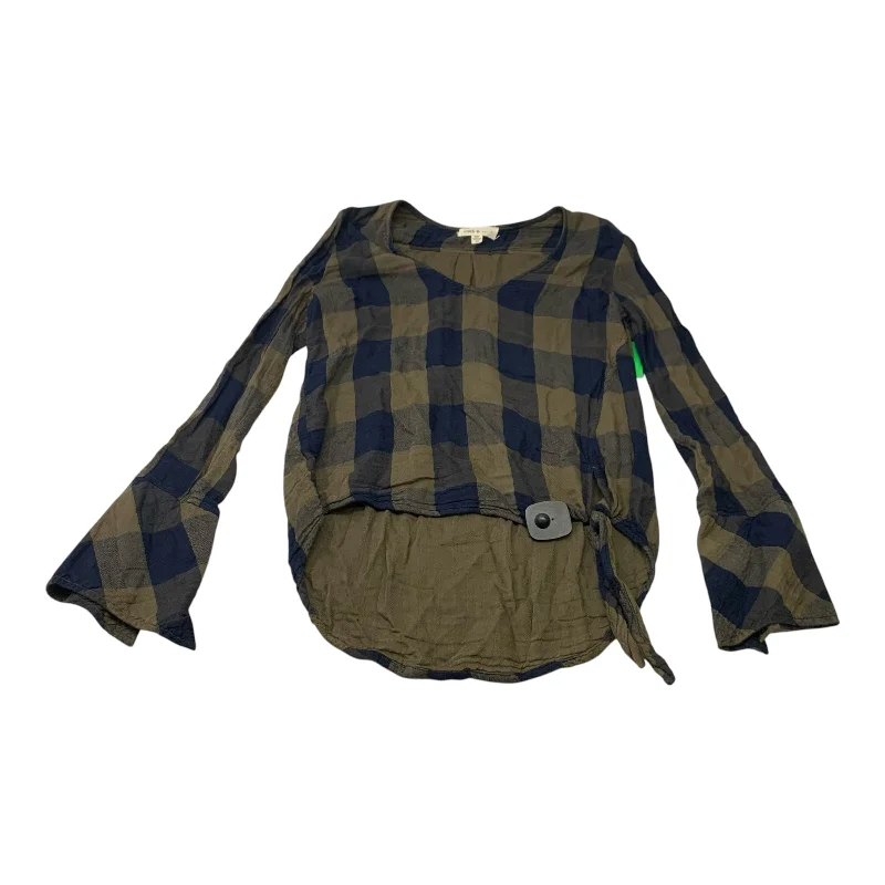 Sweet Style Top Long Sleeve By Cloth & Stone In Plaid Pattern, Size: Xs