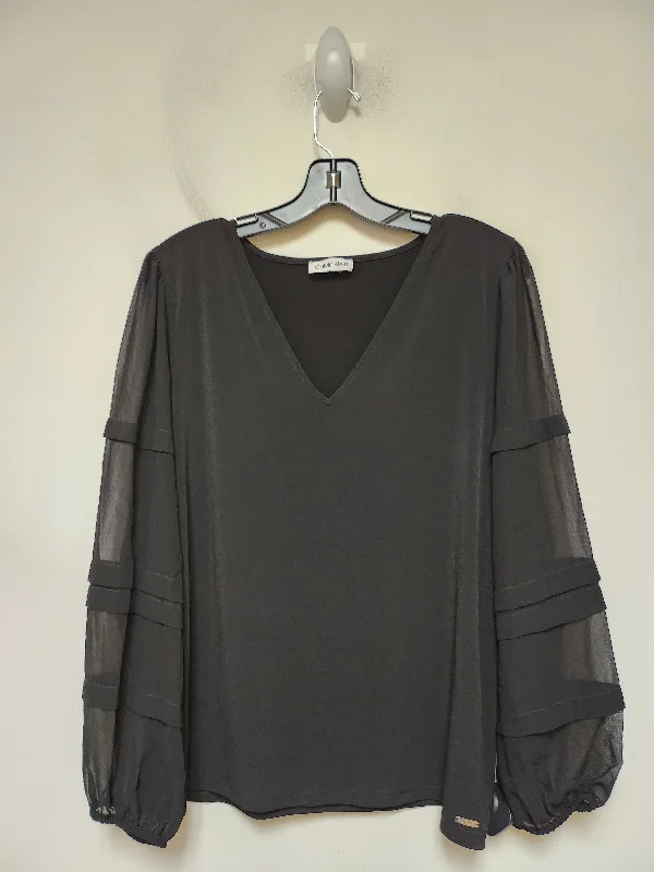 Casual Chic Wear Top Long Sleeve By Calvin Klein In Black, Size: L