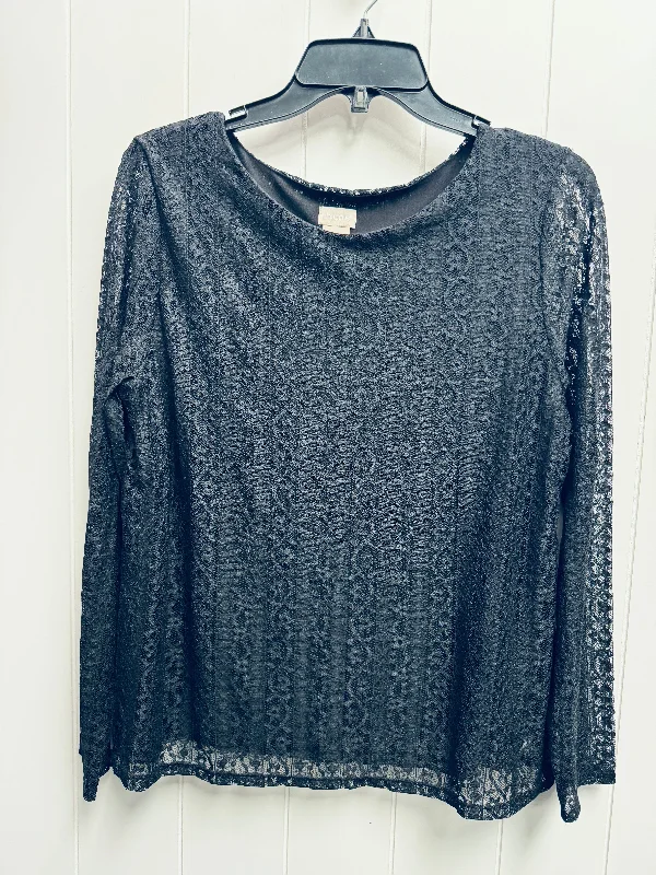 Energy Plan Top Long Sleeve By Chicos In Black, Size: M