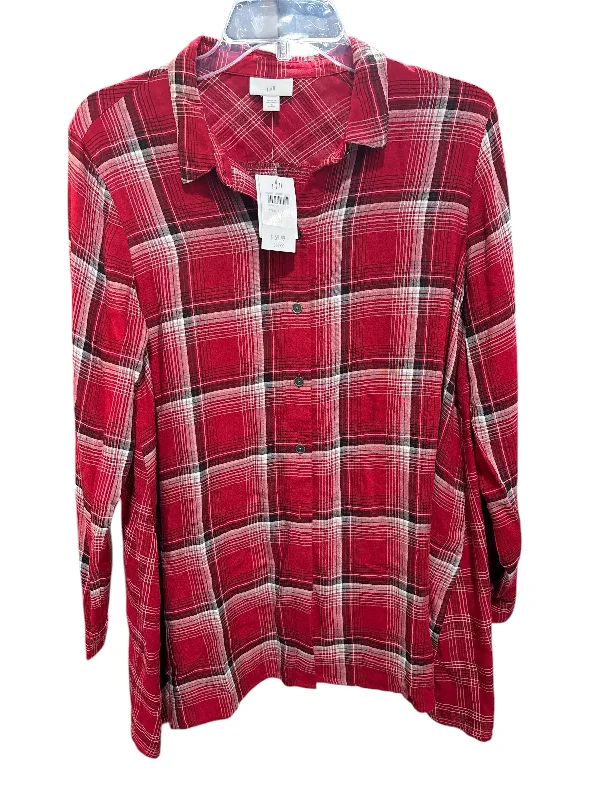 End Of The Year Top Long Sleeve By J. Jill In Plaid Pattern, Size: Mp