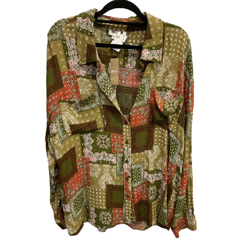 Trendy Wear Top Long Sleeve By Bke In Multi-colored, Size: Xl