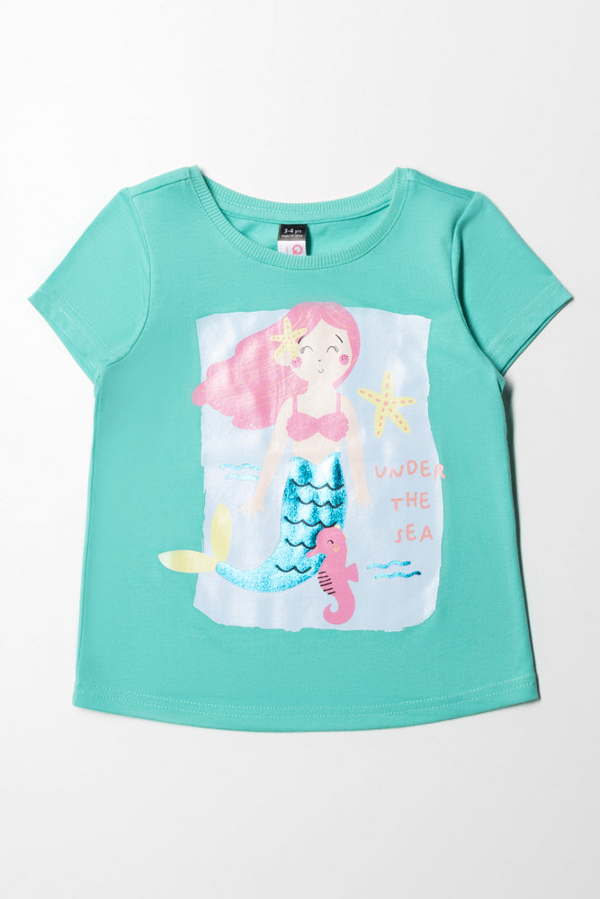 Cozy Chic Trends Mermaid Placement T-Shirt Blue