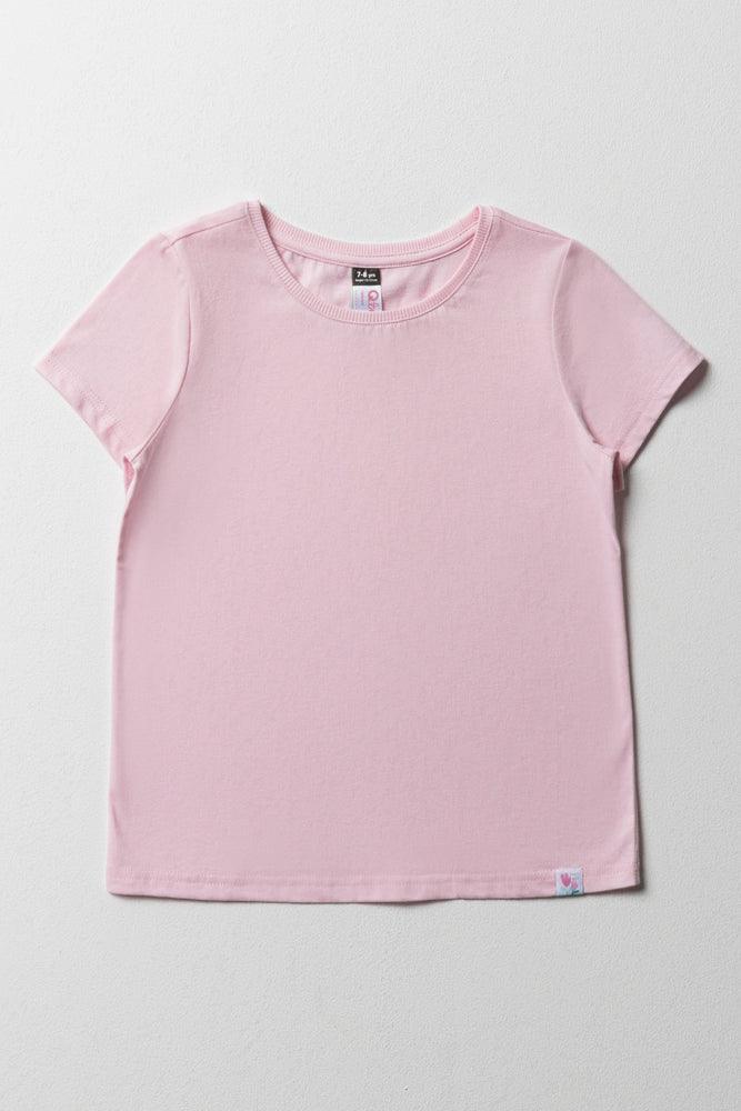 British Style Short Sleeve T-Shirt Light Pink