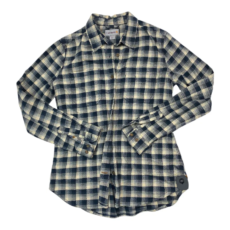 Casual And Versatile Top Long Sleeve By Carhartt In Plaid Pattern, Size: M