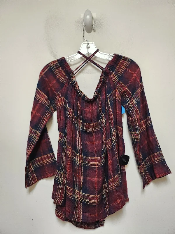 Dessert Matching Top Long Sleeve By Cloth & Stone In Plaid Pattern, Size: L
