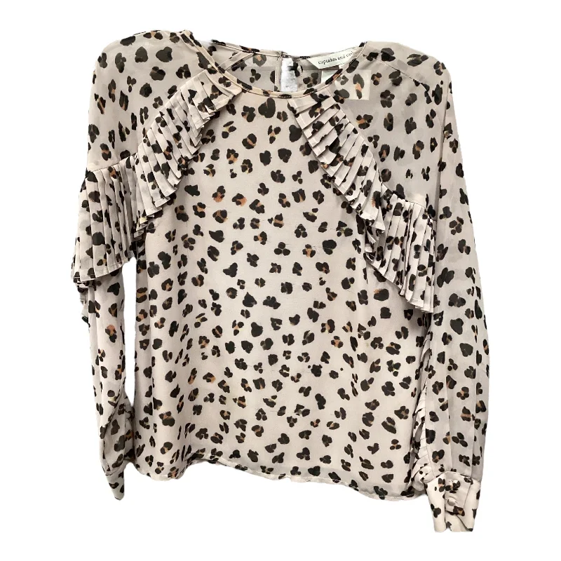 Short Design Top Long Sleeve By Cupcakes And Cashmere In Animal Print, Size: Xs