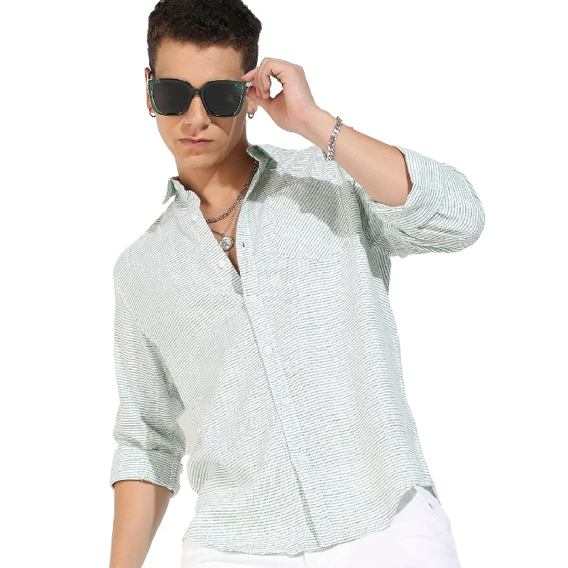 Comfortable And Simple Horizontal Chalk Striped Shirt