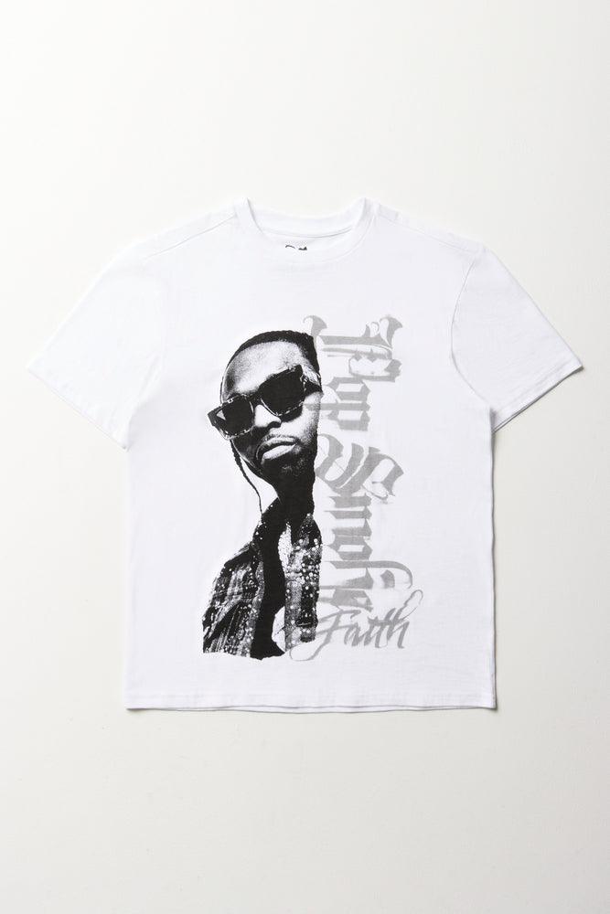 Fashionable Inner Wear Pop Smoke Short Sleeve T-Shirt White