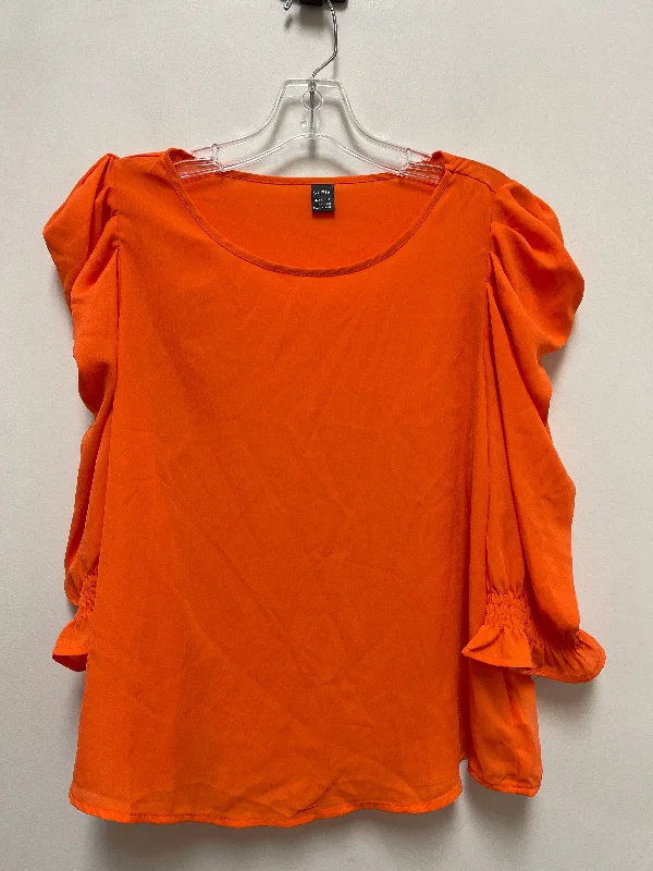 Noble Temperament Top Long Sleeve By Shein In Orange, Size: L