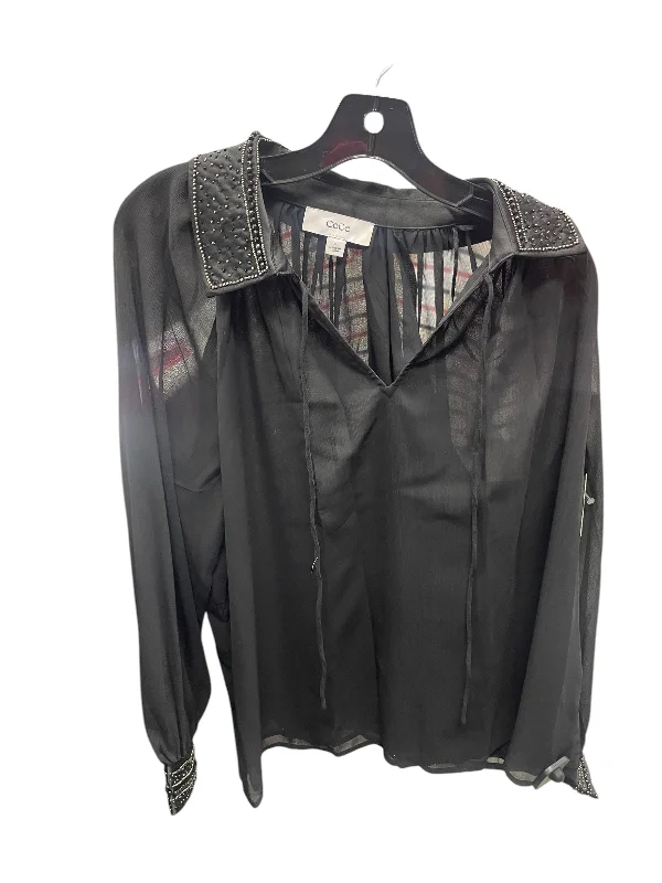 Cozy Outfit Top Long Sleeve By Cece In Black, Size: Xl