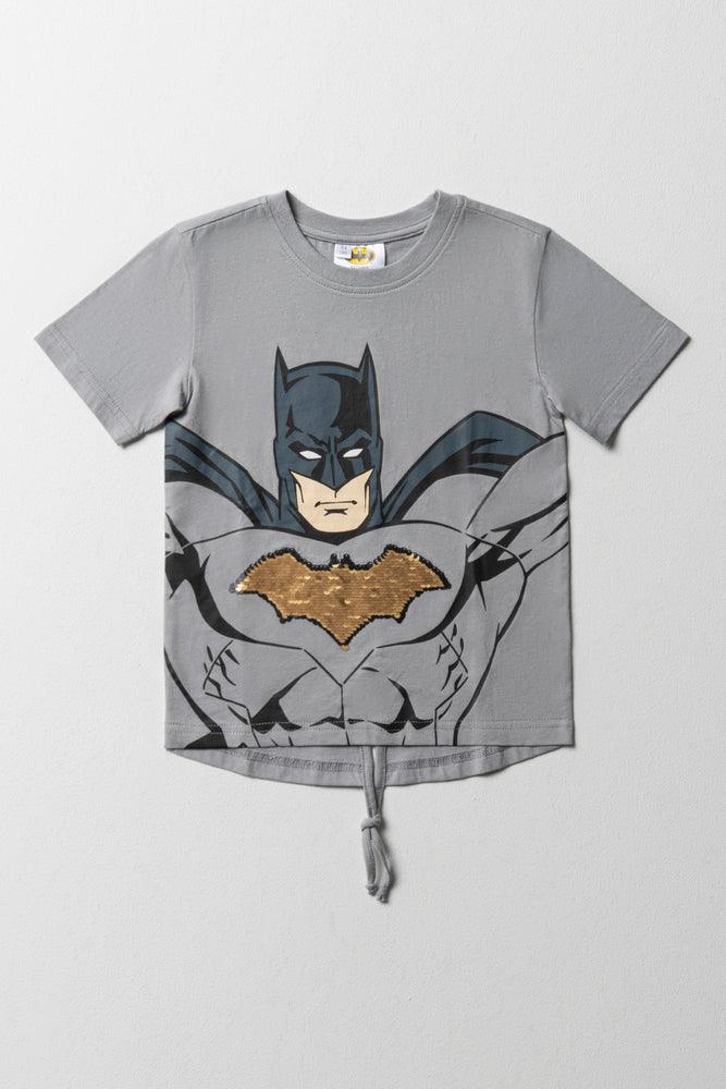 Dressing Tips Batman Sequin Tuxedo T-Shirt Light Grey