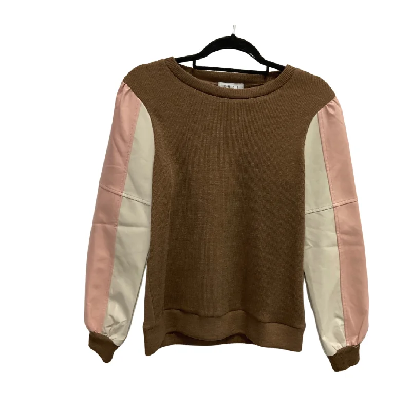 Elegant And Casual Top Long Sleeve By Thml In Brown & Pink, Size: S