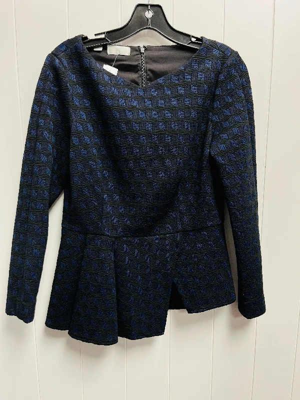 Everyday Outfits Top Long Sleeve By Carlisle In Black & Blue, Size: 8