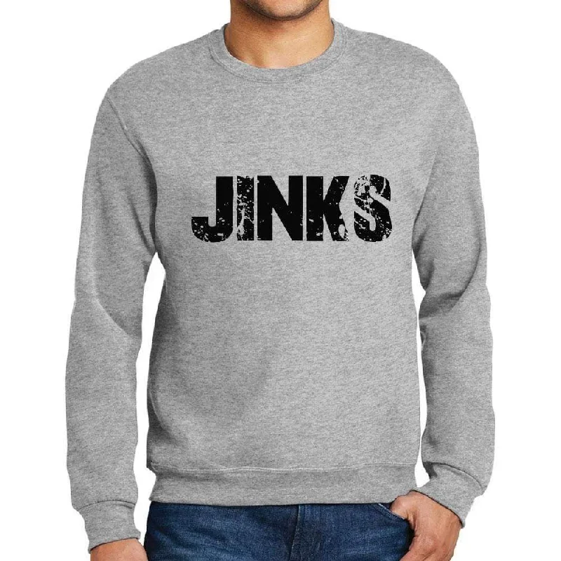 Versatile Wear Men's Printed Graphic Sweatshirt Popular Words JINKS Grey Marl