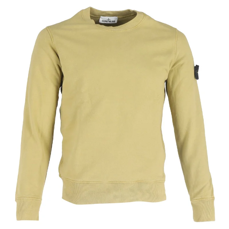 Luxury Fashion Stone Island Garment Dyed Fleece Sweatshirt in Dark Beige Cotton